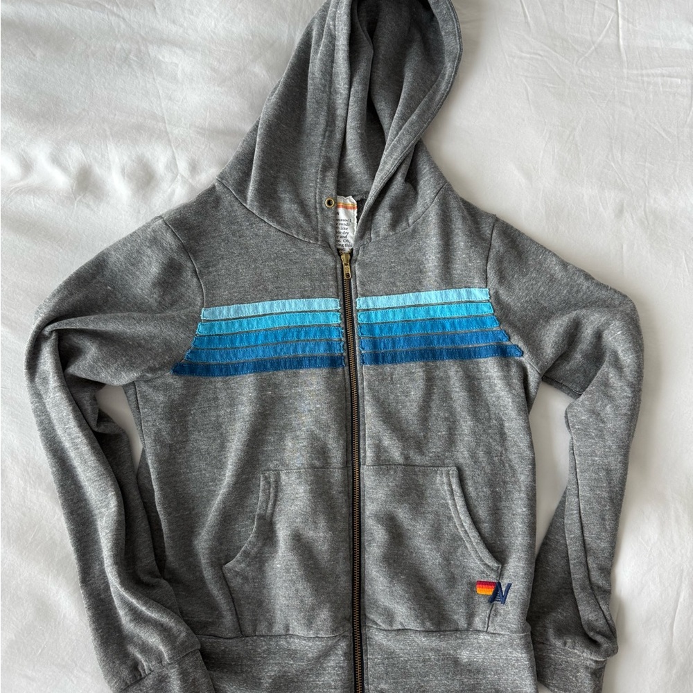 Aviator Nation zip up with blue stripes